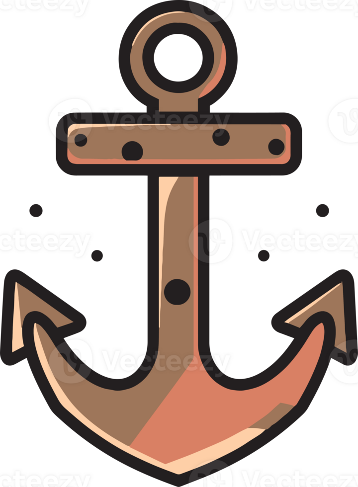 vintage anchor logo in flat line art style png