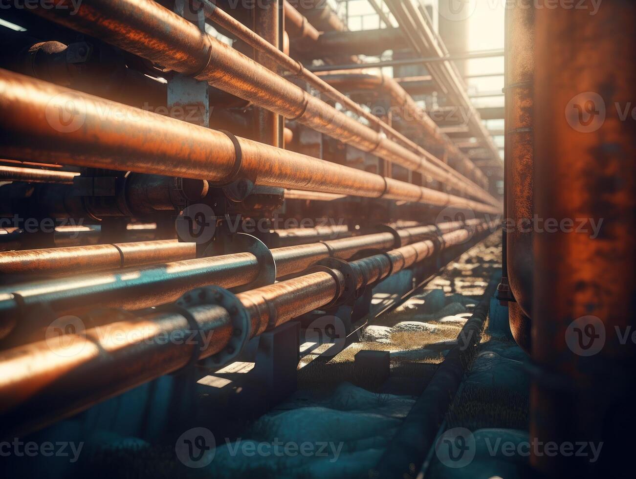 Industrial background Steel pipelines and valves Created with technology photo