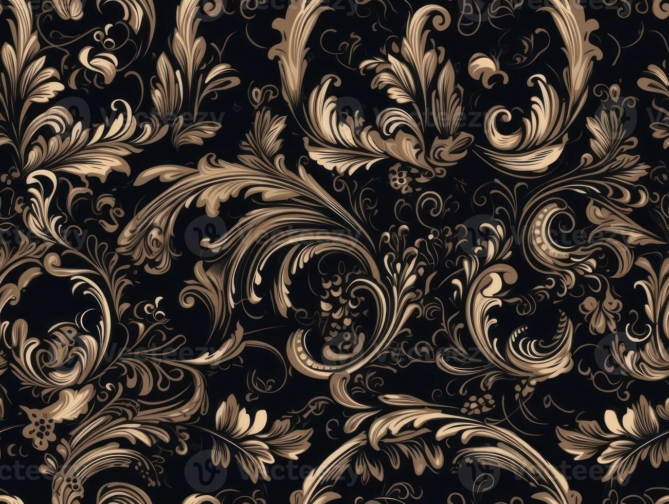 Seamless pattern Royal vintage Victorian Gothic background Rococo venzel and whorl created with technology. photo