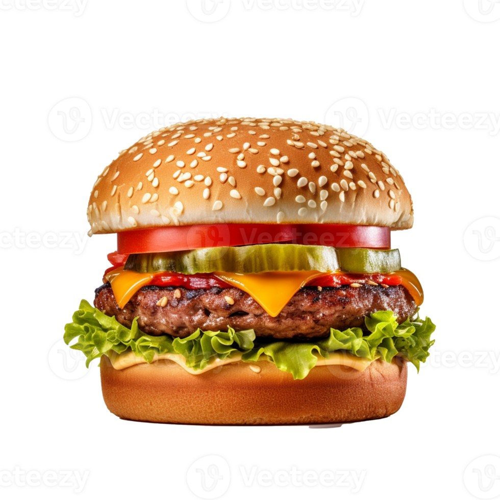 Hamburger isolated on background with png