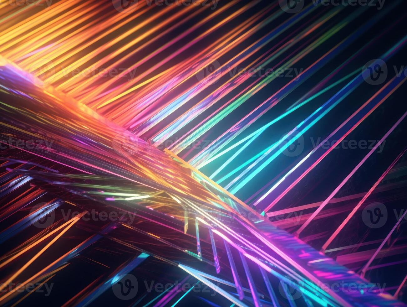 Neon lights diagonal lines on dark background Created with technology photo