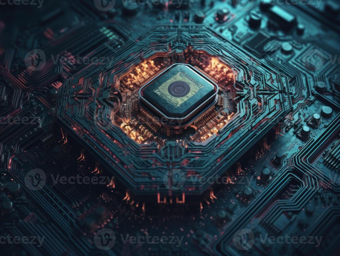 Technology circuit board pattern Motherboard industrial background Created with technology photo