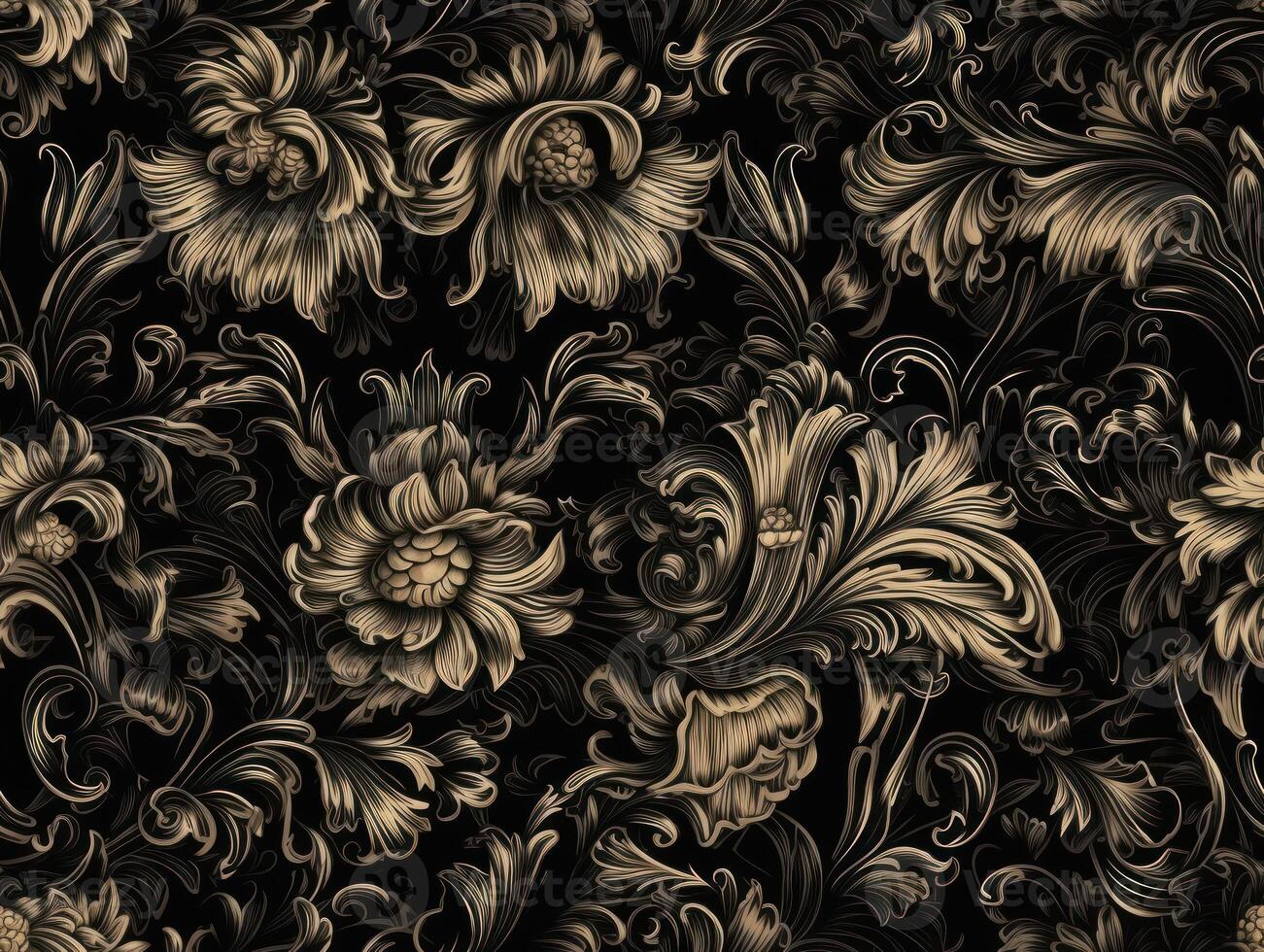 Seamless pattern Royal vintage Victorian Gothic background Rococo venzel and whorl created with technology. photo