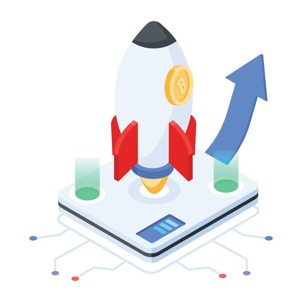 3d icon of bitcoin startup vector