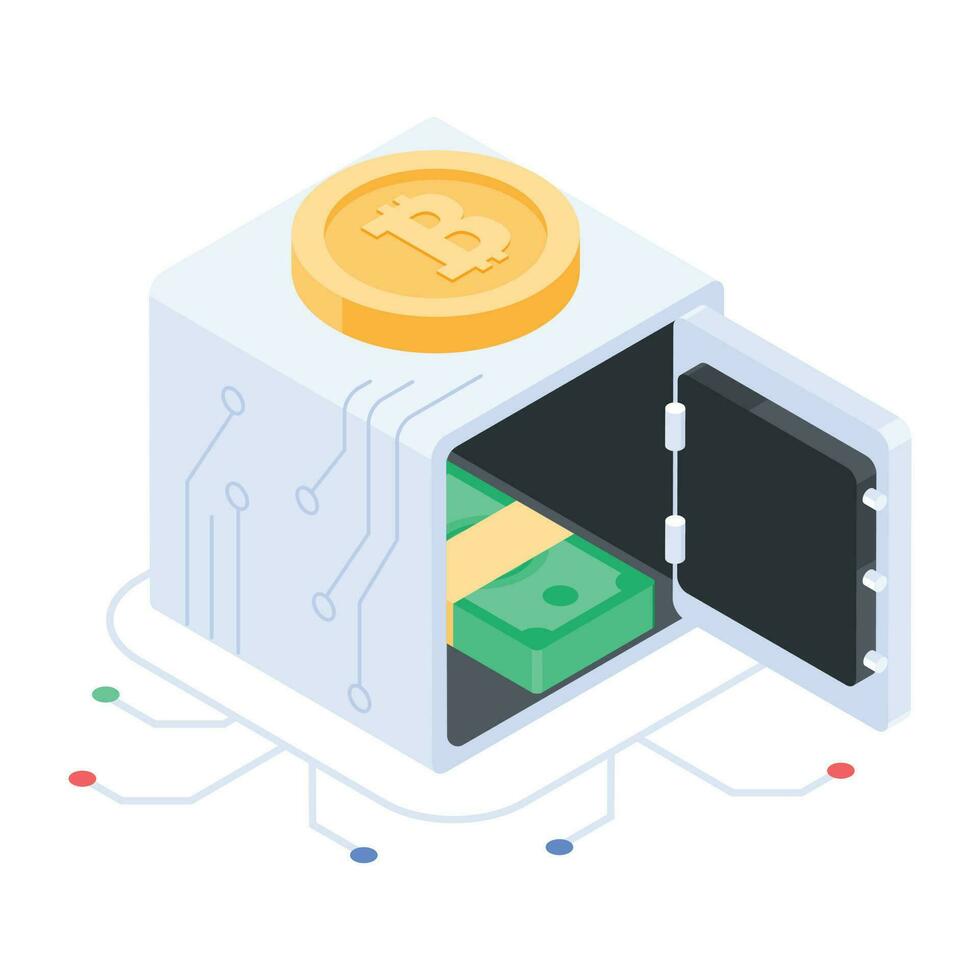 Modern isometric icon of money vault vector