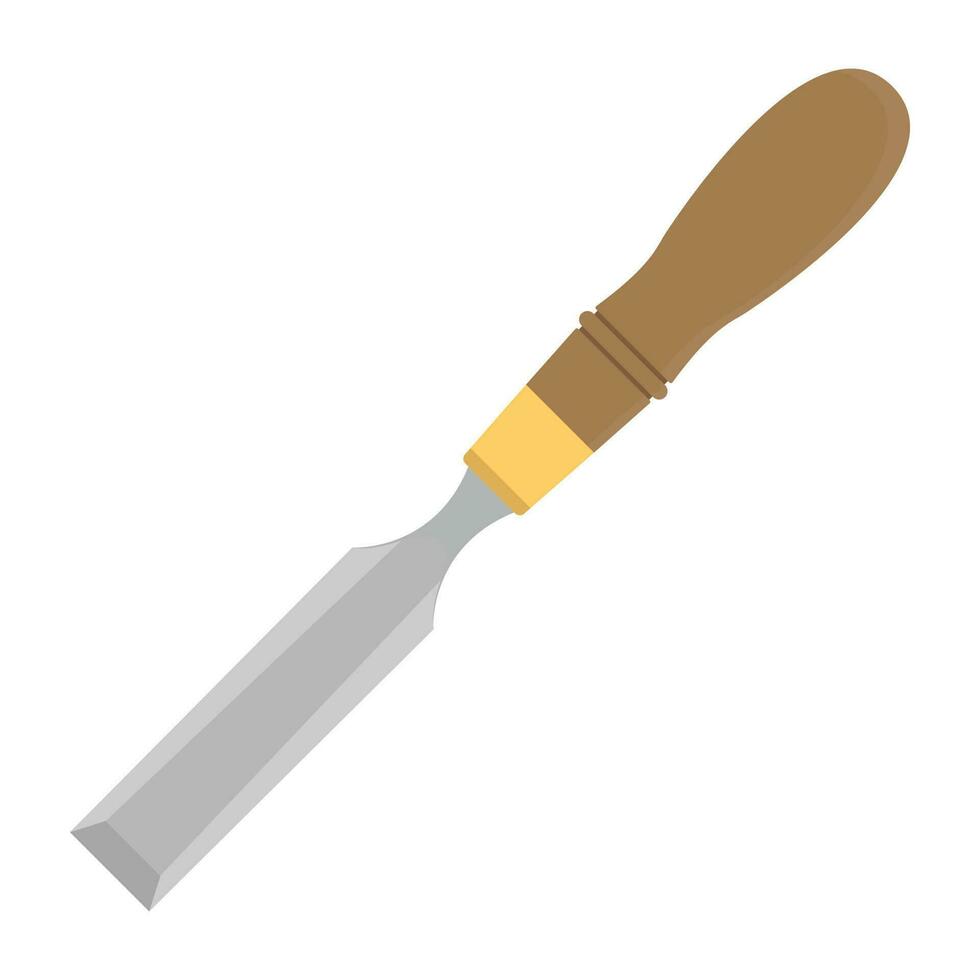 Cutting edge of a blade with wooden handle denoting chisel icon vector