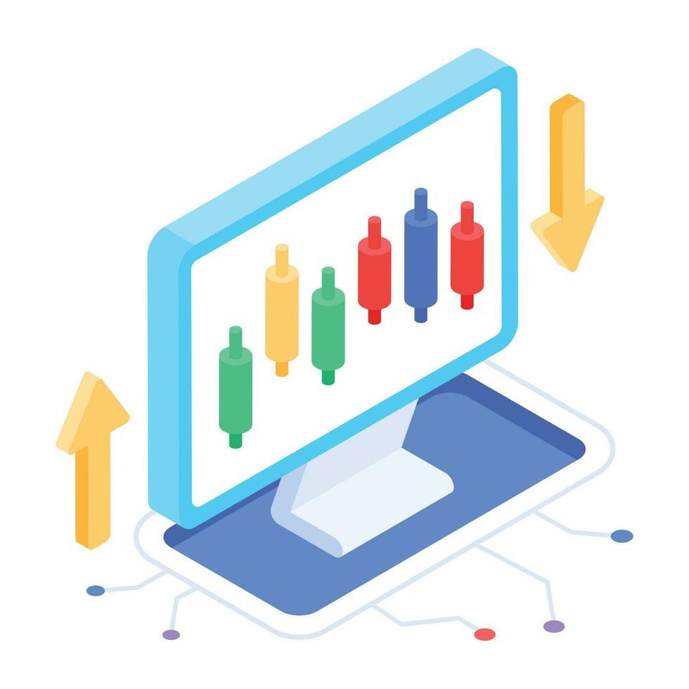 3d icon of trading website vector