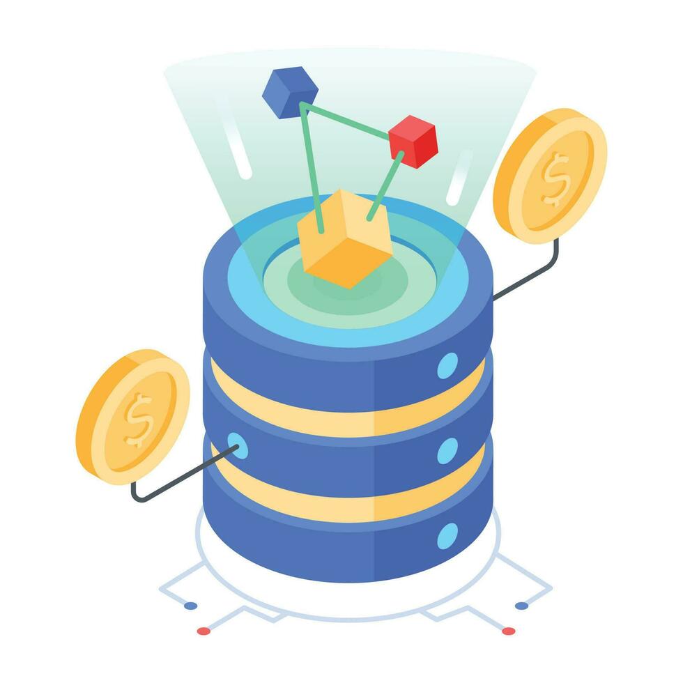 Isometric icon of dollar server vector