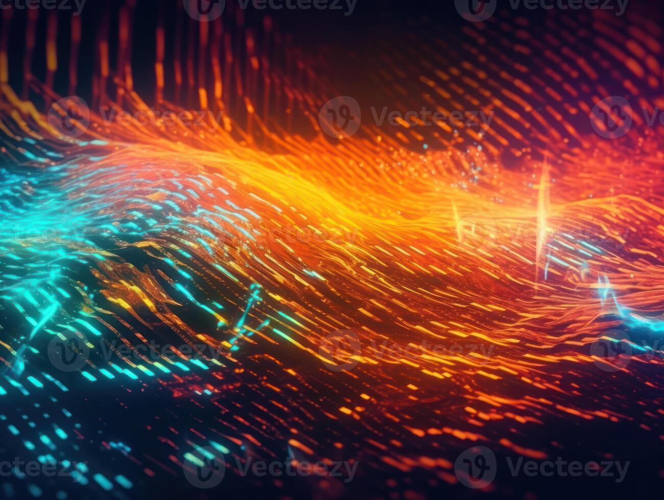 Neon lights Chromatic Holographic liquid dynamic shapes on dark background Created with technology. photo