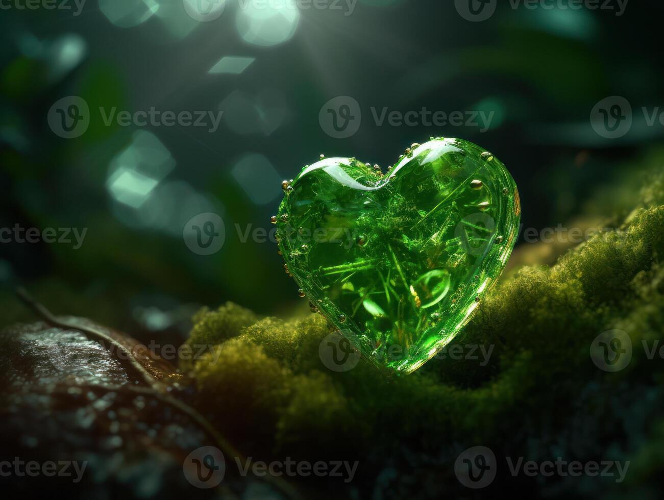 Green heart that represents environmental protection created with technology. photo