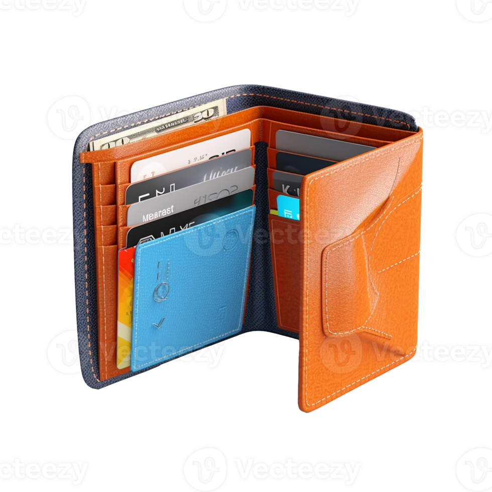 wallet with banknotes isolated on background with png