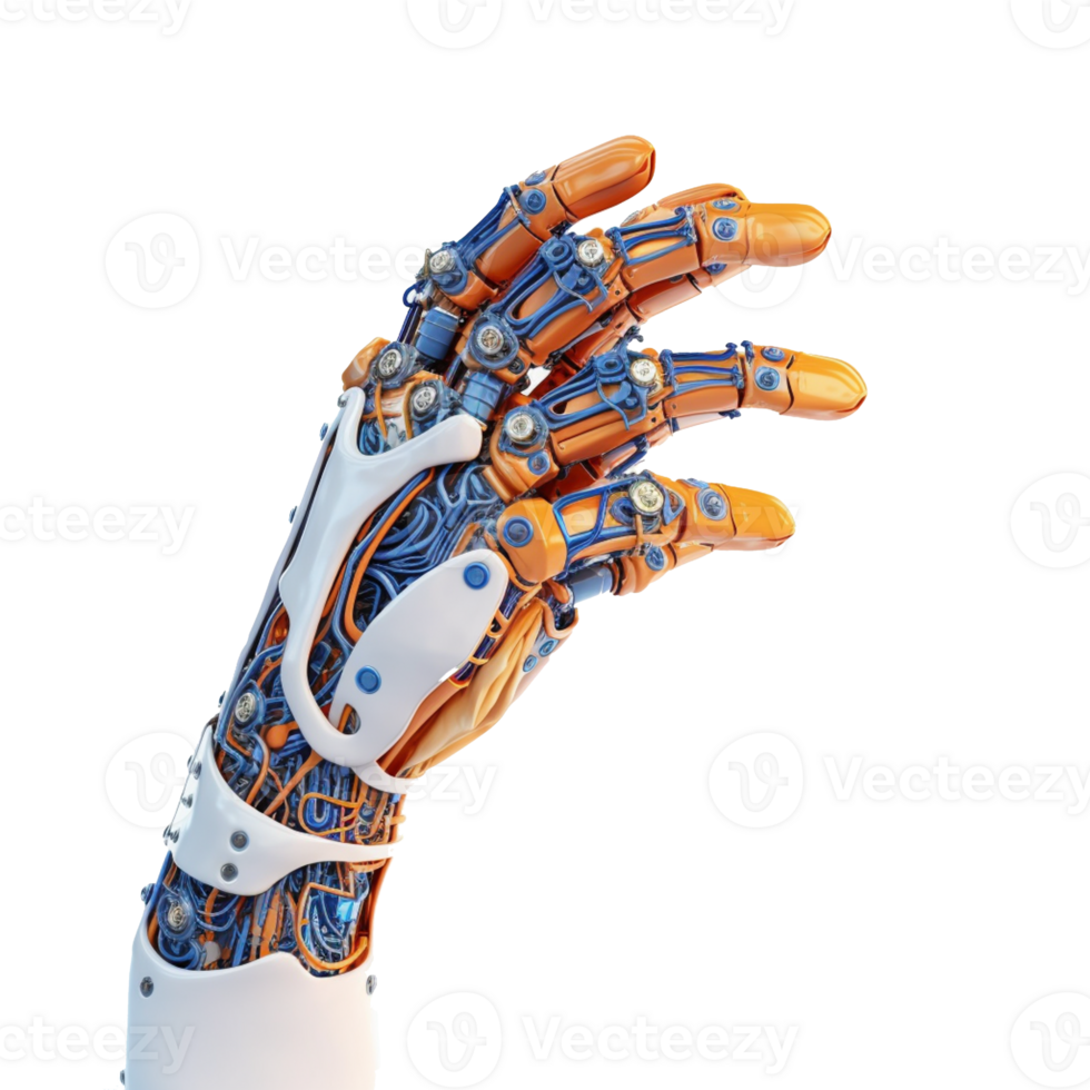 robot hand isolated on background with png