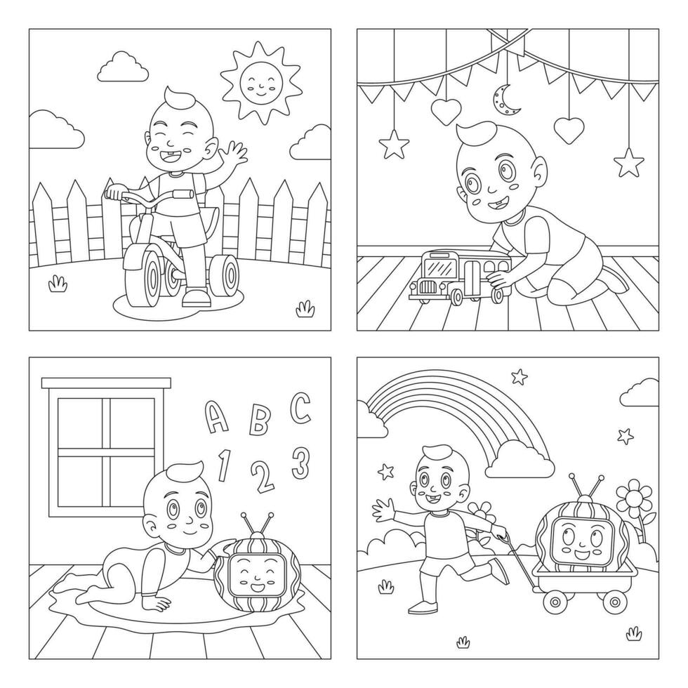 Cute Baby Coloring Pages vector