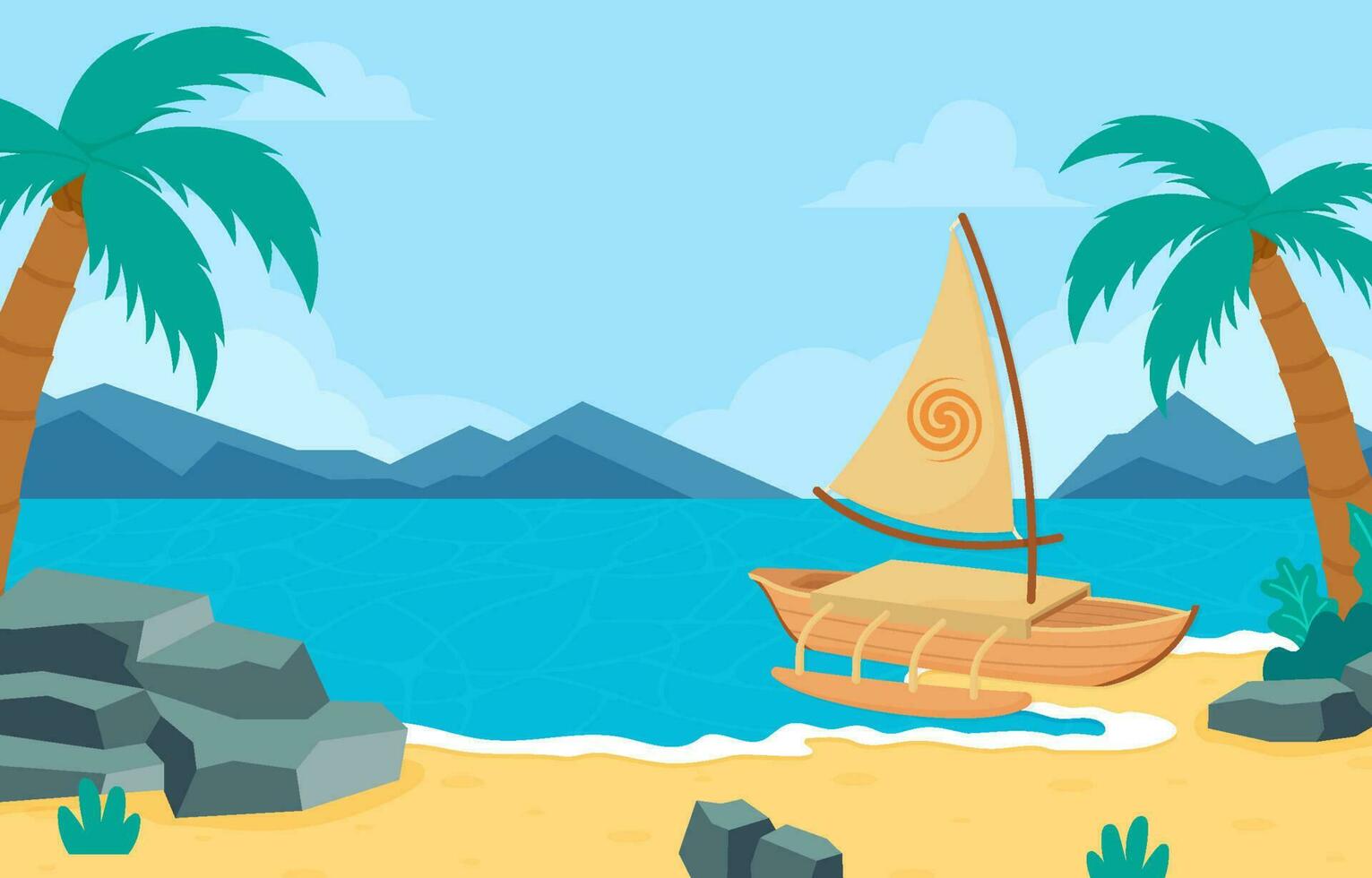 Rafting Boat on the Beach Background Concept vector