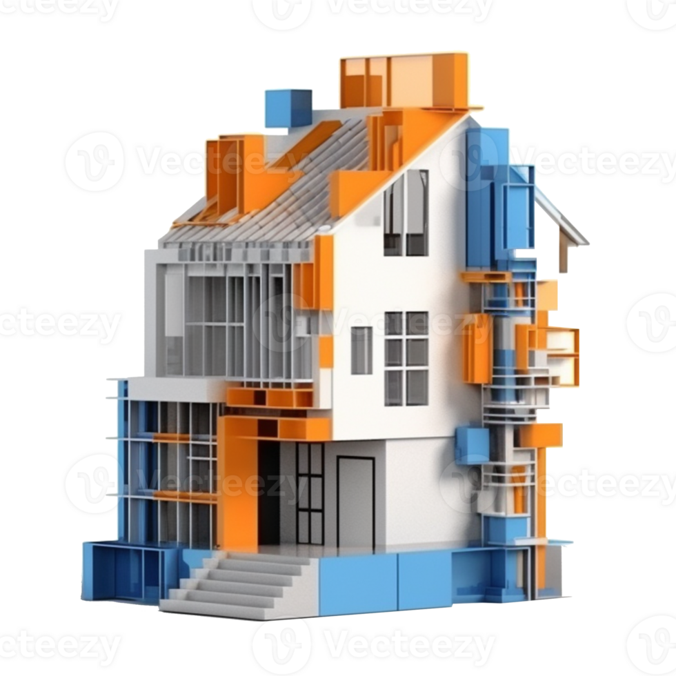 under construction house isolated on background with png