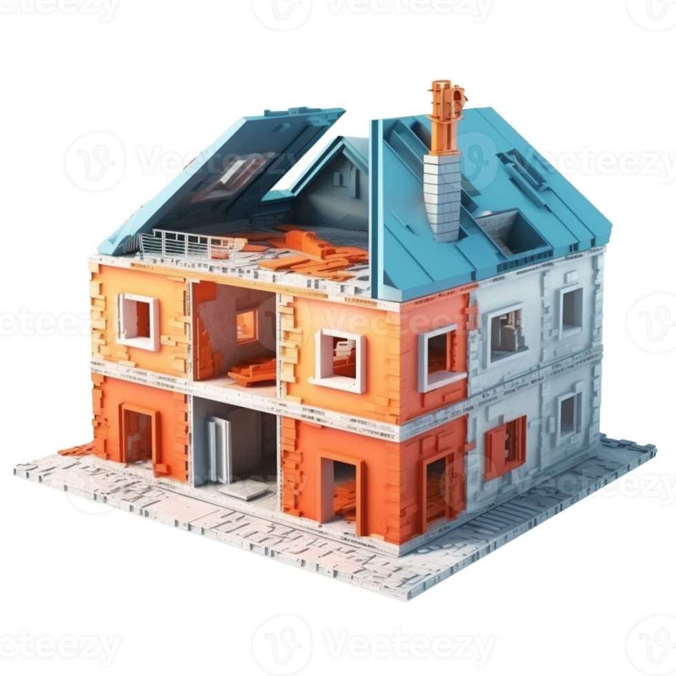 under construction house isolated on background with png