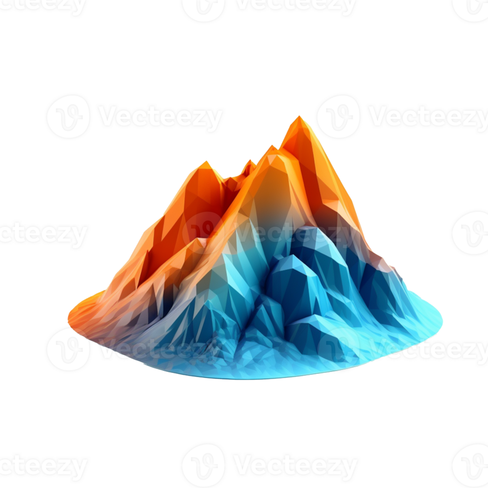 Blue and Orange Mountain Model isolated on background with png