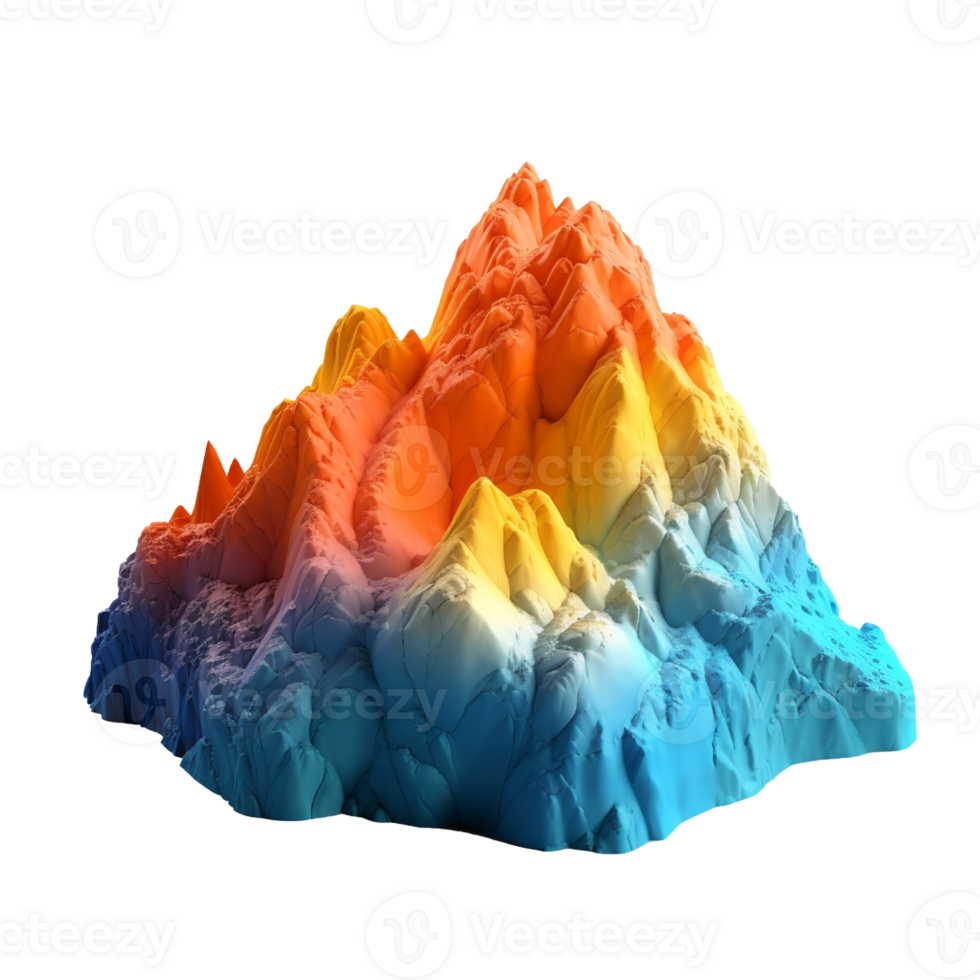 Blue and Orange Mountain Model isolated on background with png