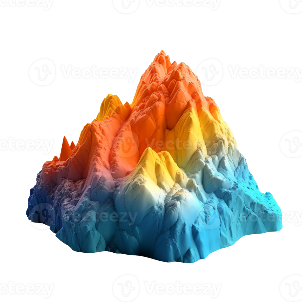 azul e laranja montanha modelo isolado em fundo com generativo ai png