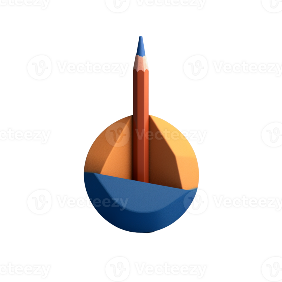 pencil and pencil holder isolated on background with png