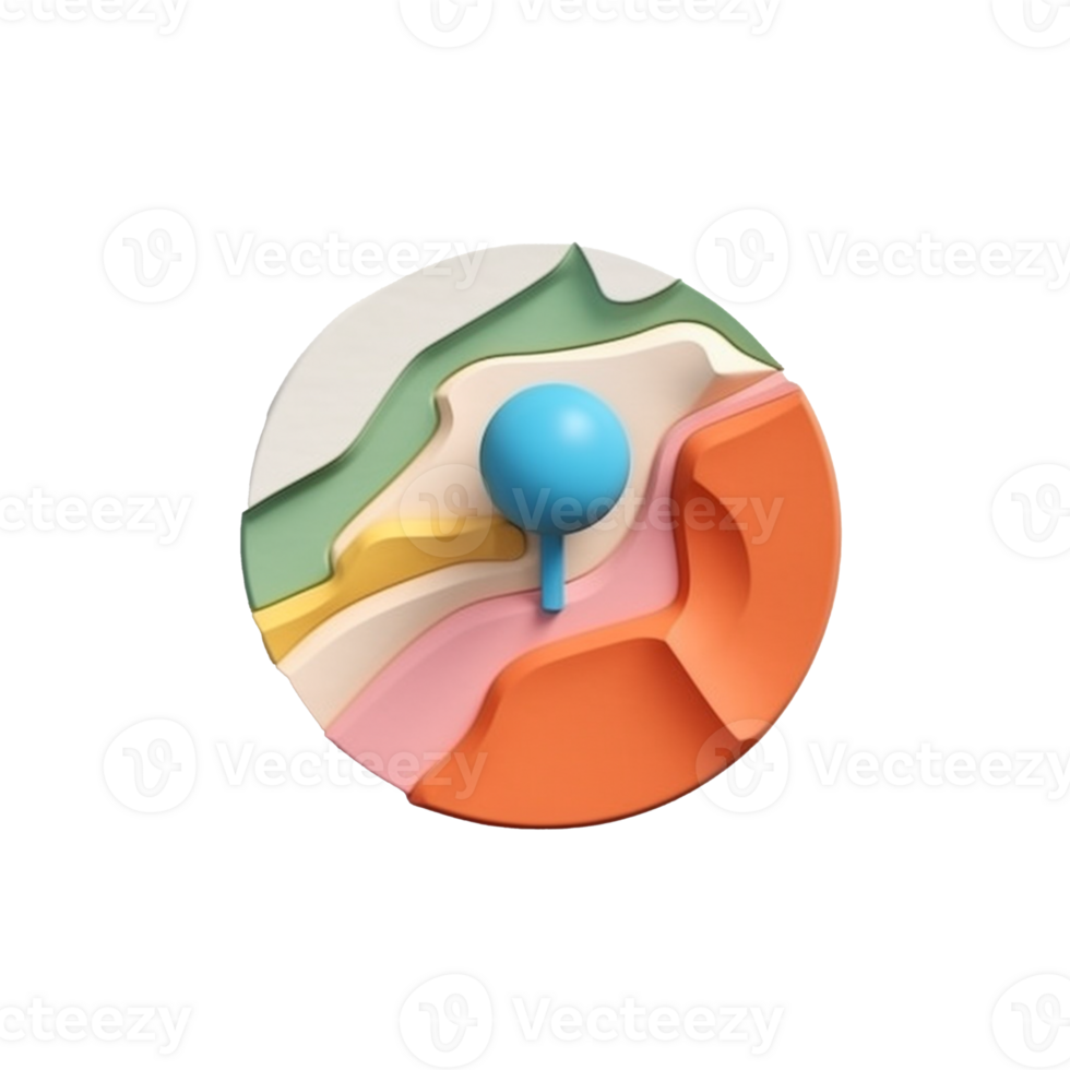 Pin location and map isolated on background with png