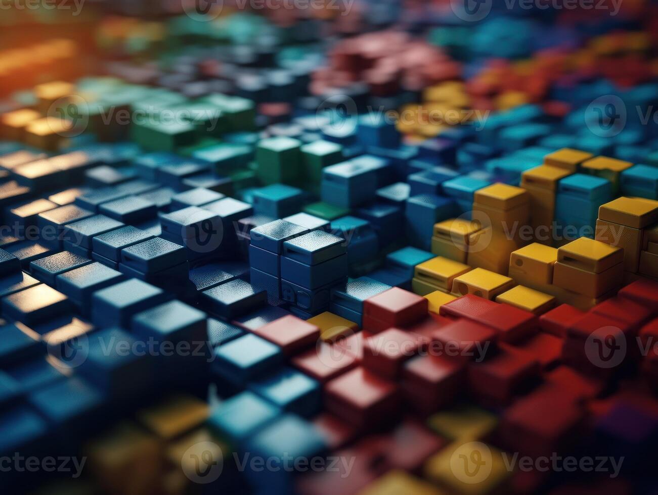 Futuristic plastic cubes background Abstract geometric mosaic grid Square tiles pattern technology photo