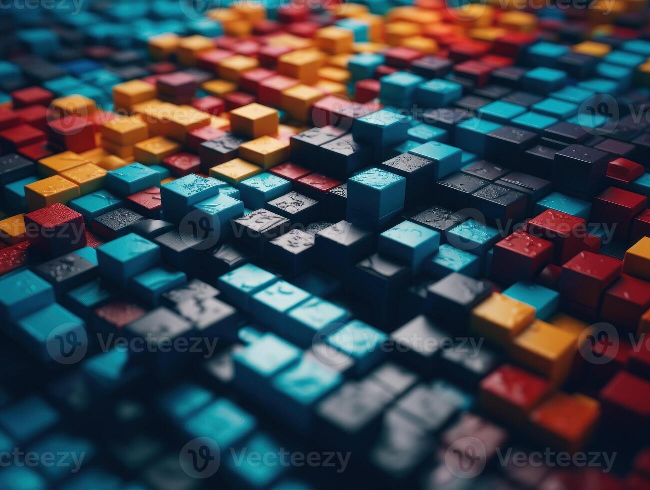Futuristic plastic cubes background Abstract geometric mosaic grid Square tiles pattern technology photo