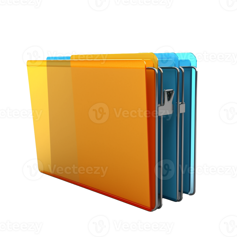files and folders isolated on background with png