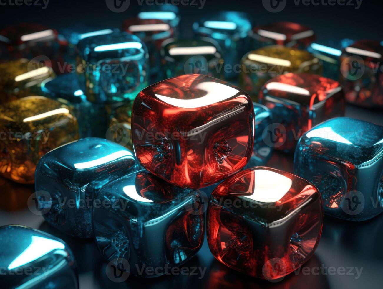Futuristic glass cubes background Abstract geometric mosaic grid Square tiles pattern technology photo