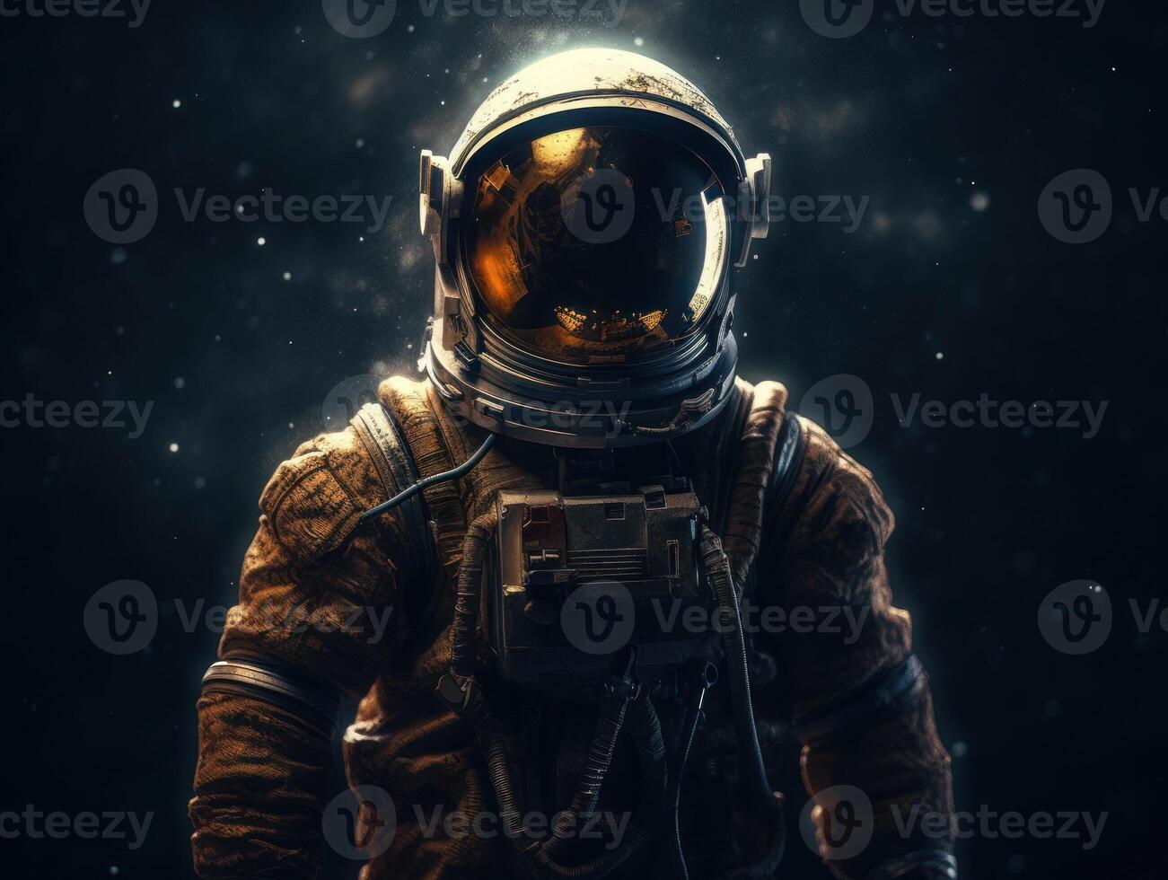 Astronaut in spacesuit against the background of the night sky Created with technology photo