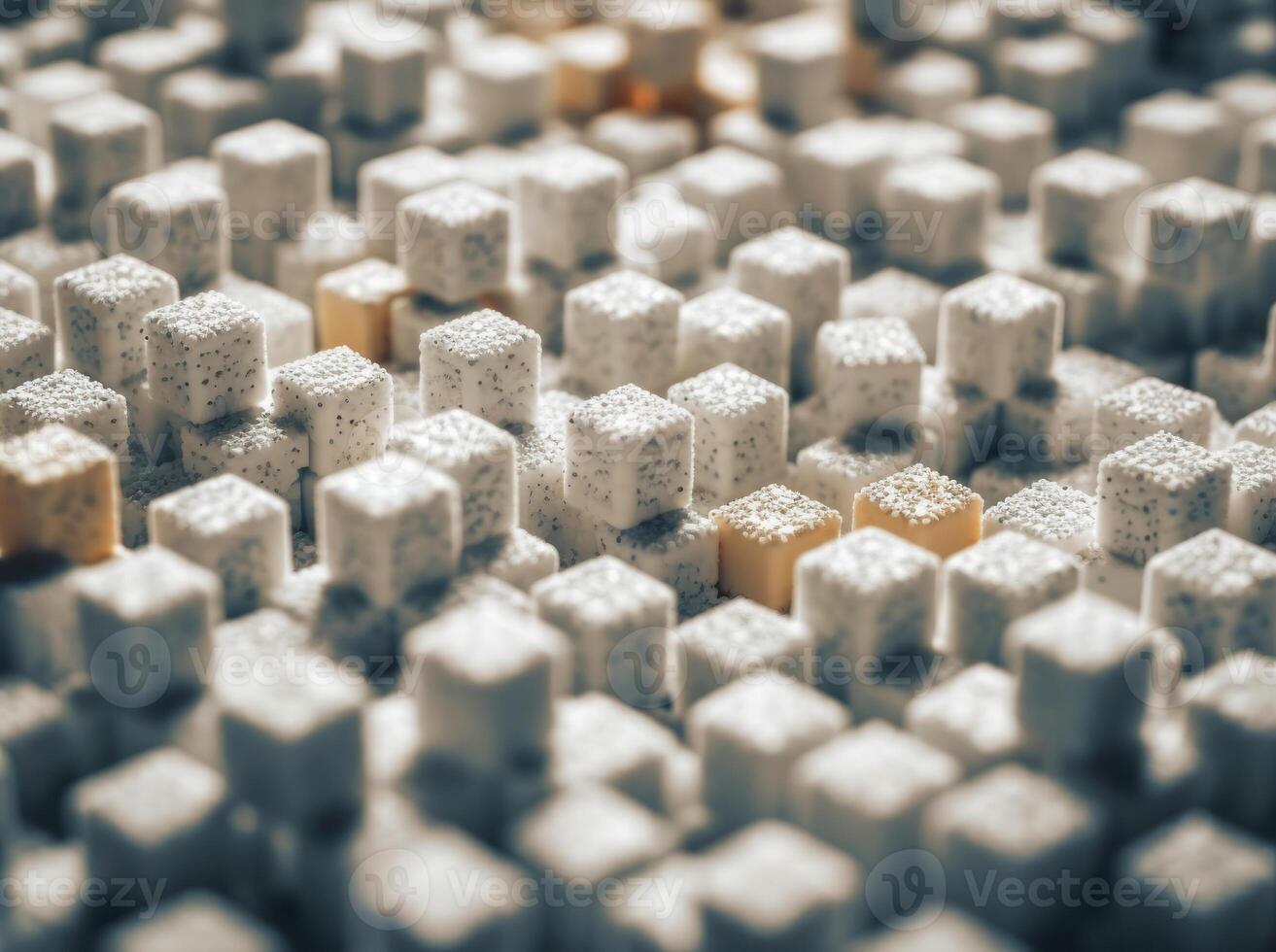 Futuristic white plastic cubes background Abstract geometric mosaic grid Square tiles pattern technology photo