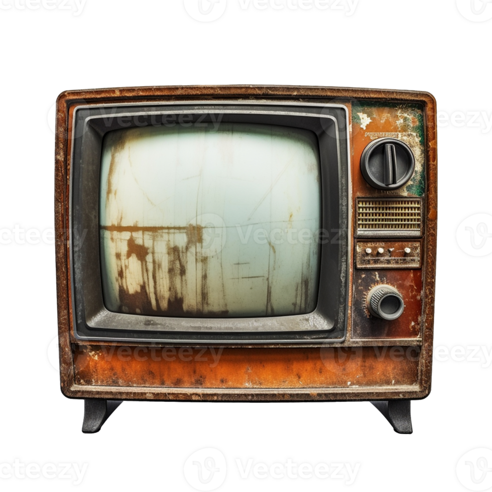 Old TV isolated on transparent background, created with png