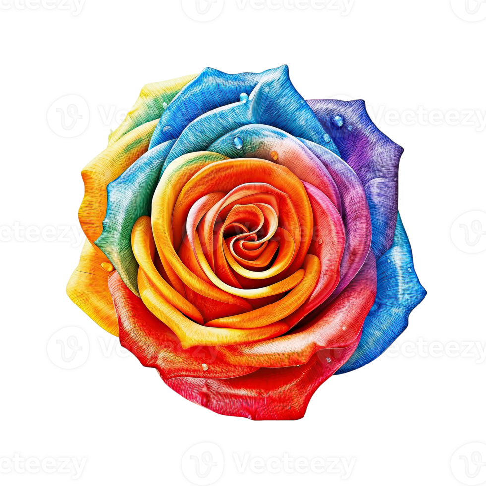 Colorful rose as celebrate pride isolated on transparent background, created with png