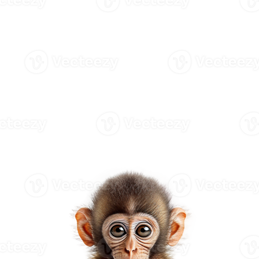 Baby monkey head isolated on transparent background, created with png