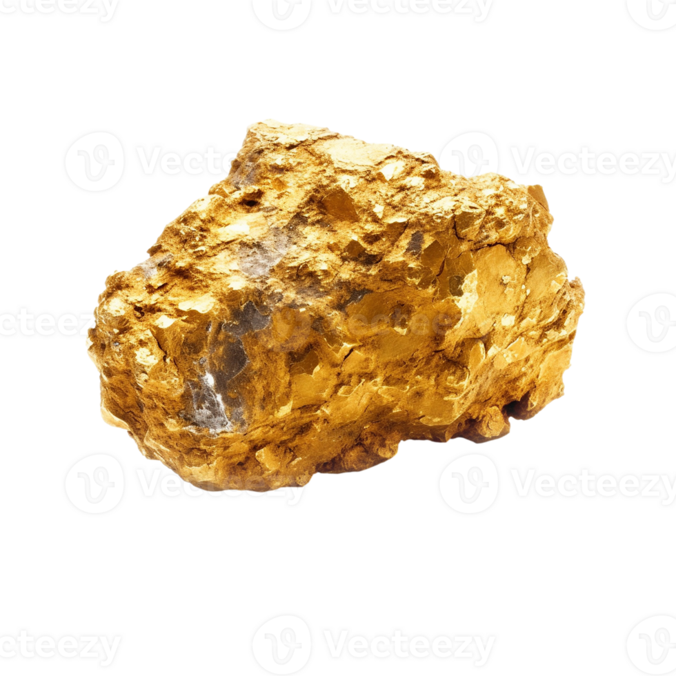 Gold nugget isolated on transparent background, created with png