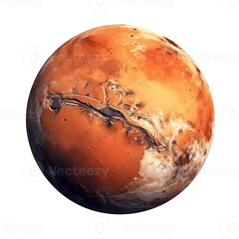 Planet Mars isolated on transparent background, created with png
