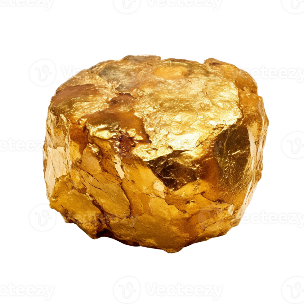 Gold nugget isolated on transparent background, created with png