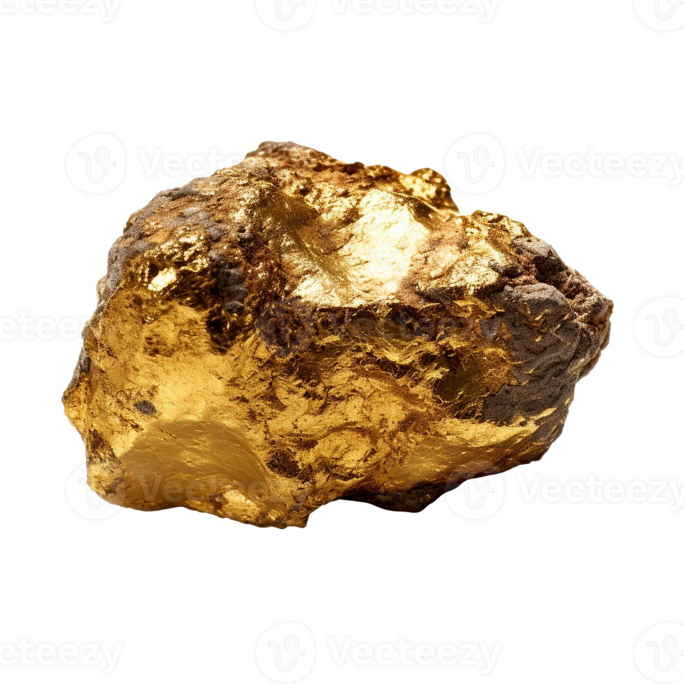 Gold nugget isolated on transparent background, created with png