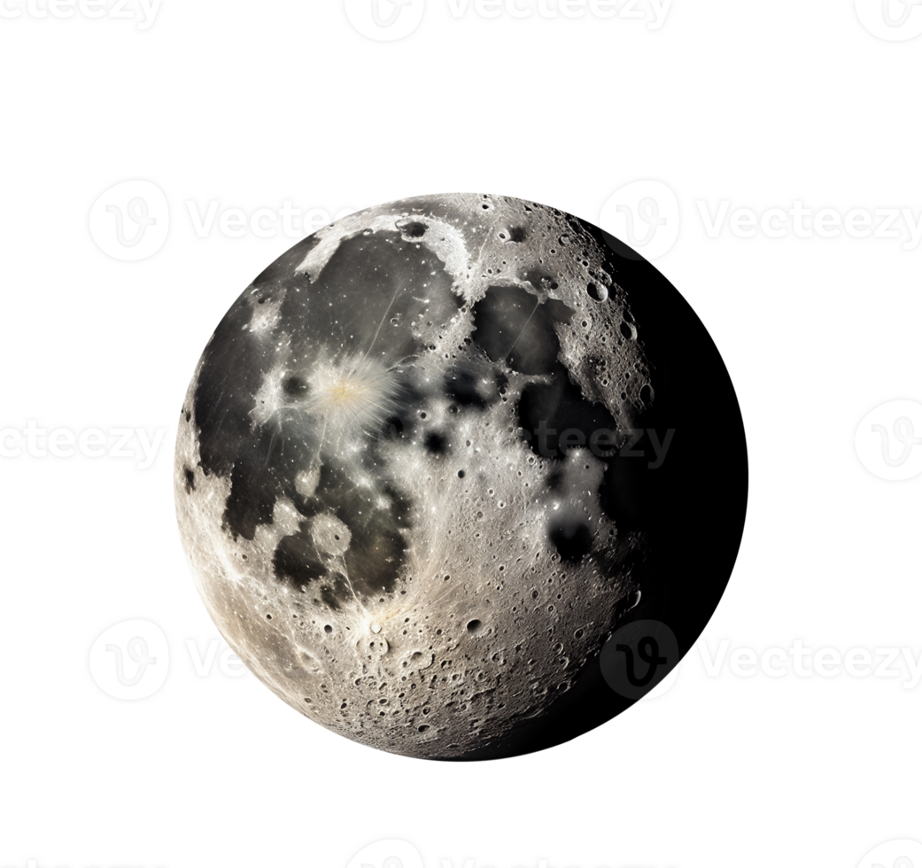 Moon on transparent background, created with png
