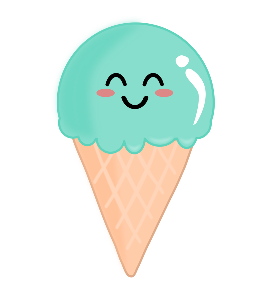Cute kawaii mint ice cream PNG illustration. 24509759 PNG