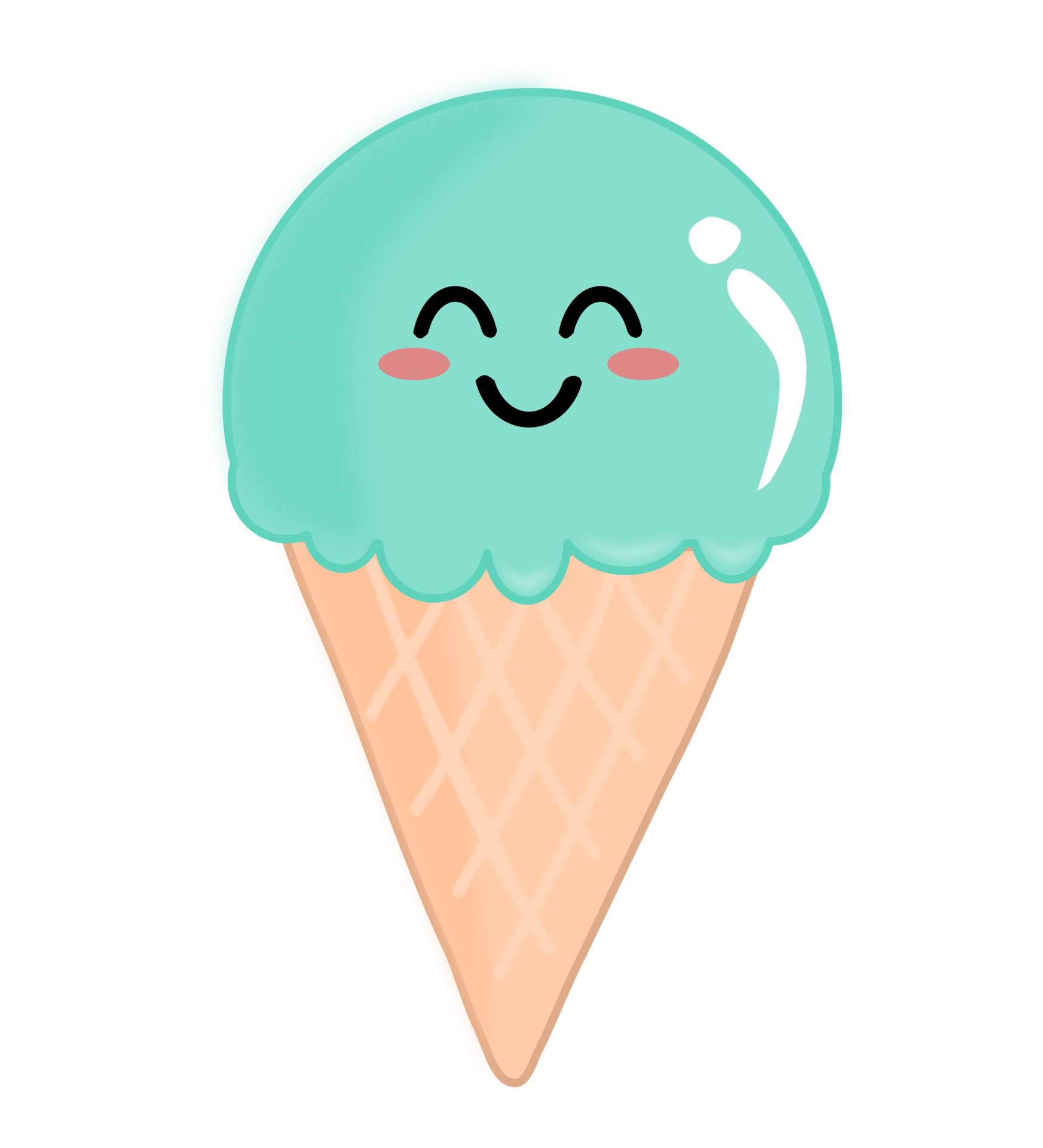 linda kawaii menta hielo crema png ilustración. 24509759 PNG