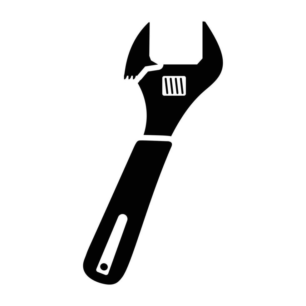 Adjustable pipe wrench, plumbing tool vector