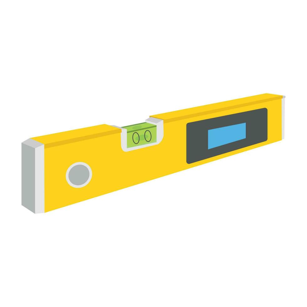 Rectangular shaped tool with water inside and a screen to show digits, level tool graphic vector