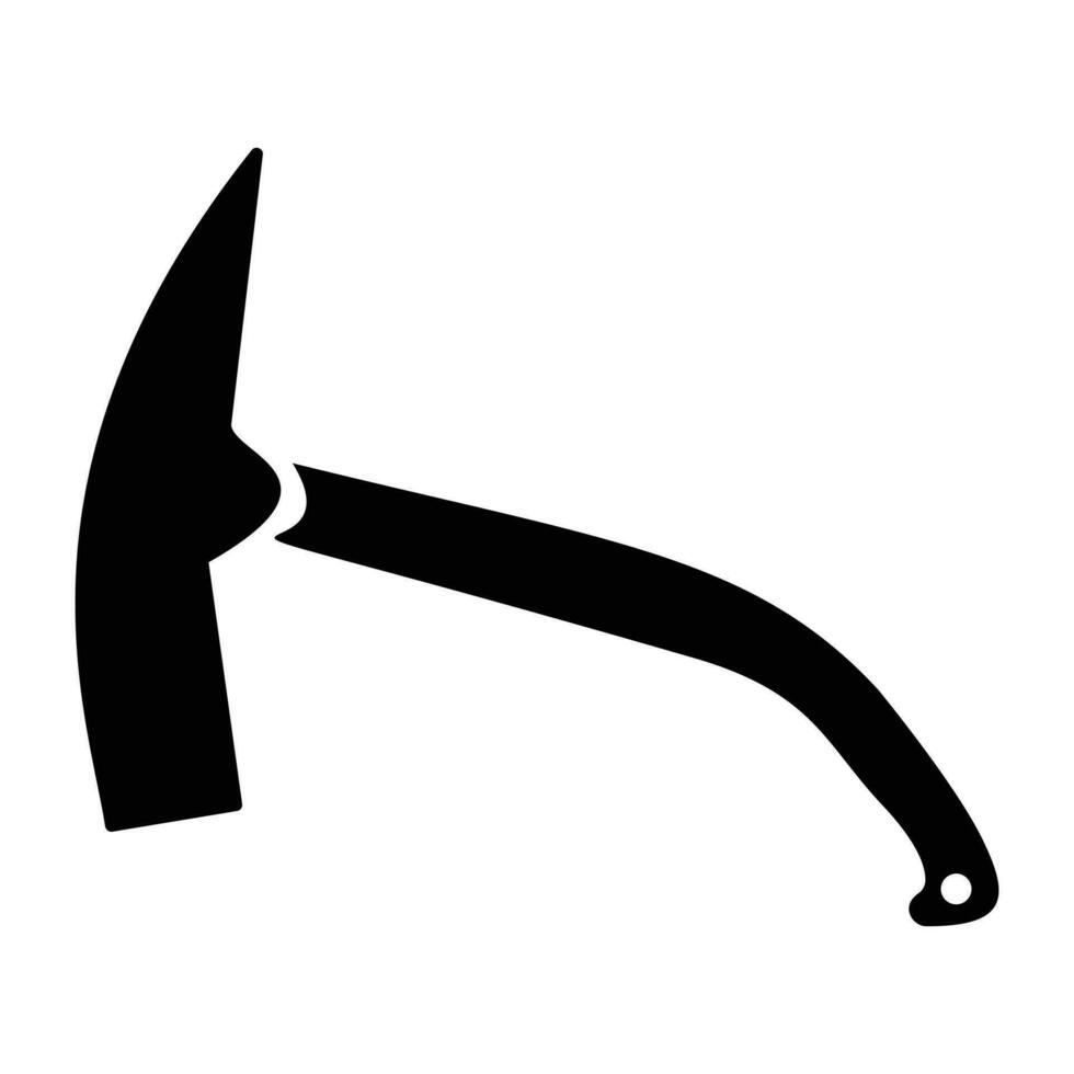 An axe with pointing heads blade and tree handle, pickaxe icon vector