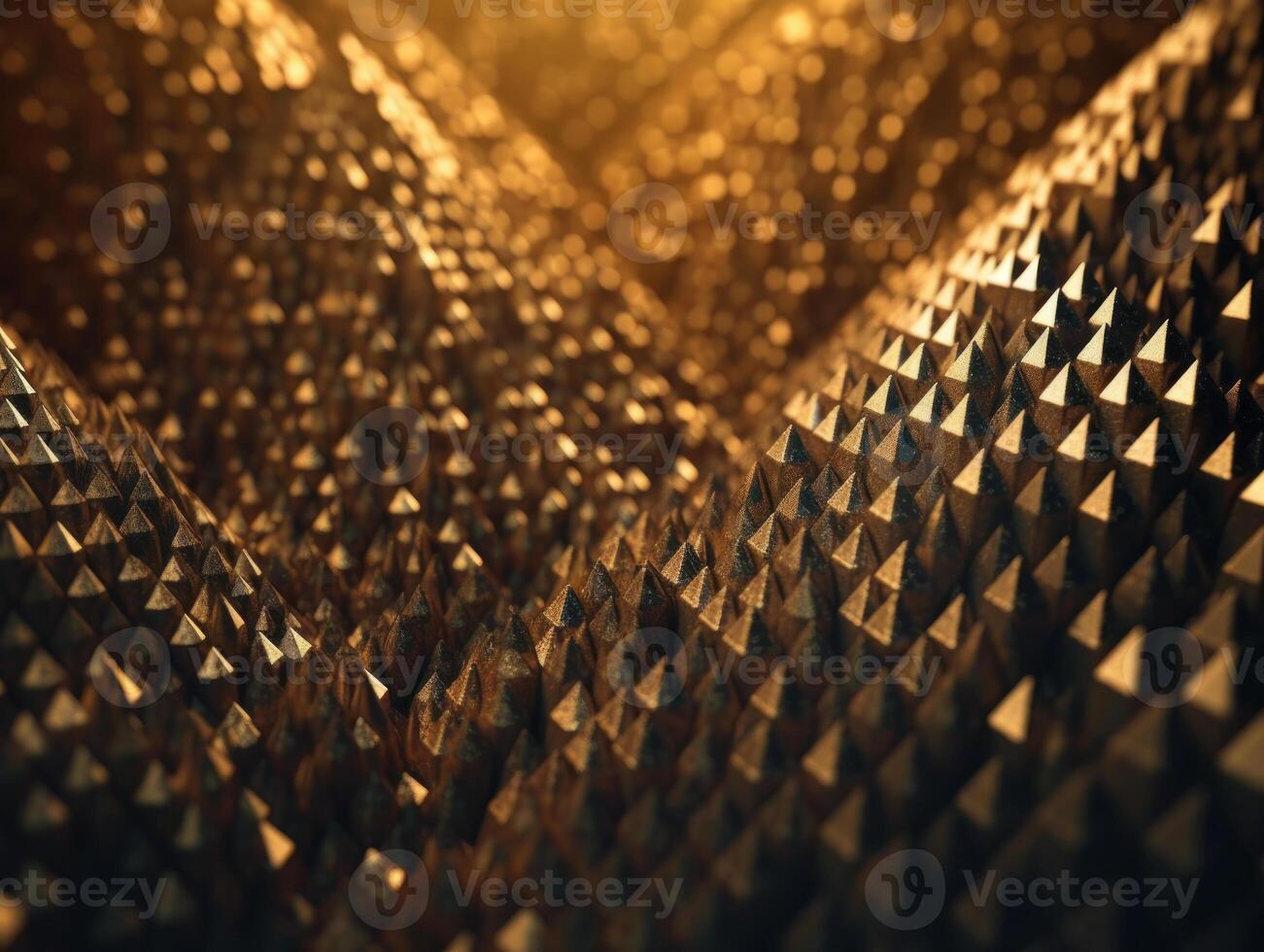 Futuristic abstract golden pyramid geometric background created with technology photo