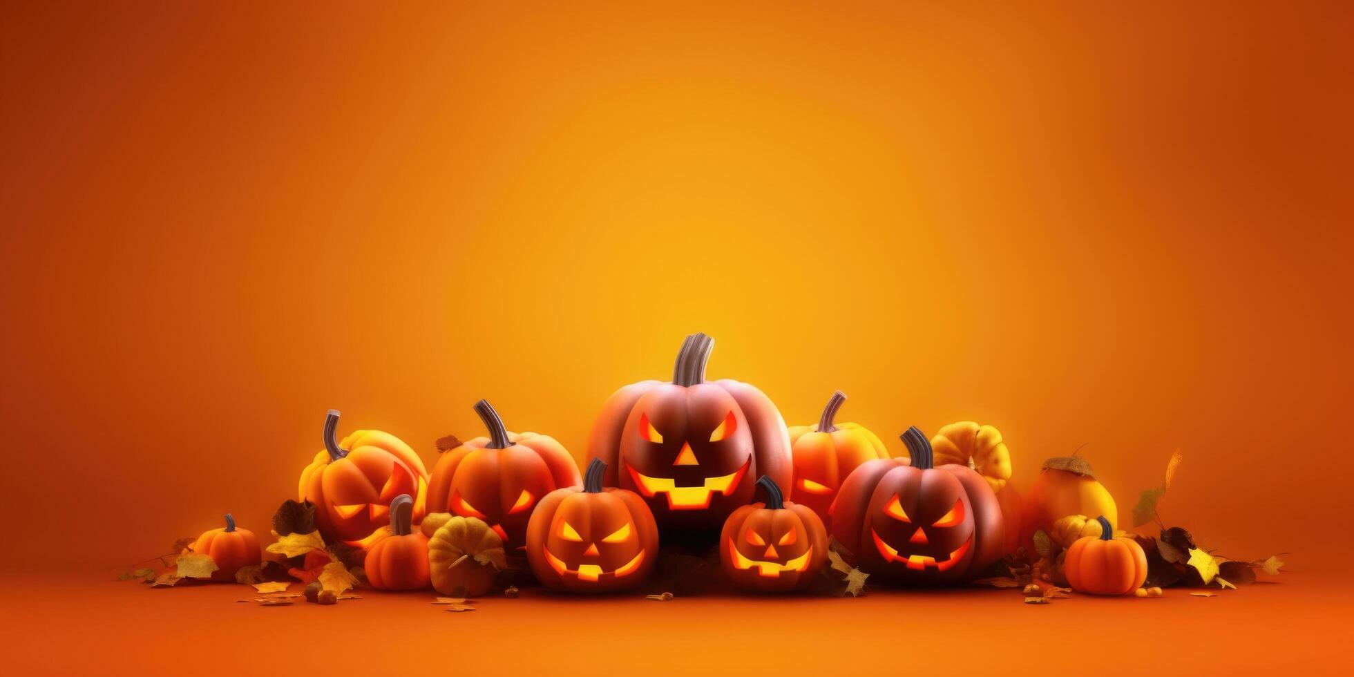 Orange Spooky Halloween background. Illustration photo