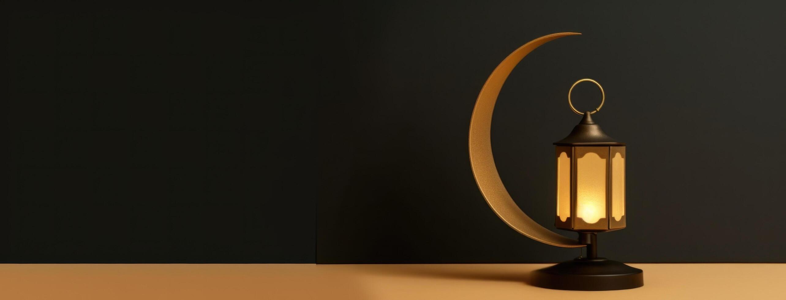 Golden black luxury lantern with the crescent and moon Illustration photo