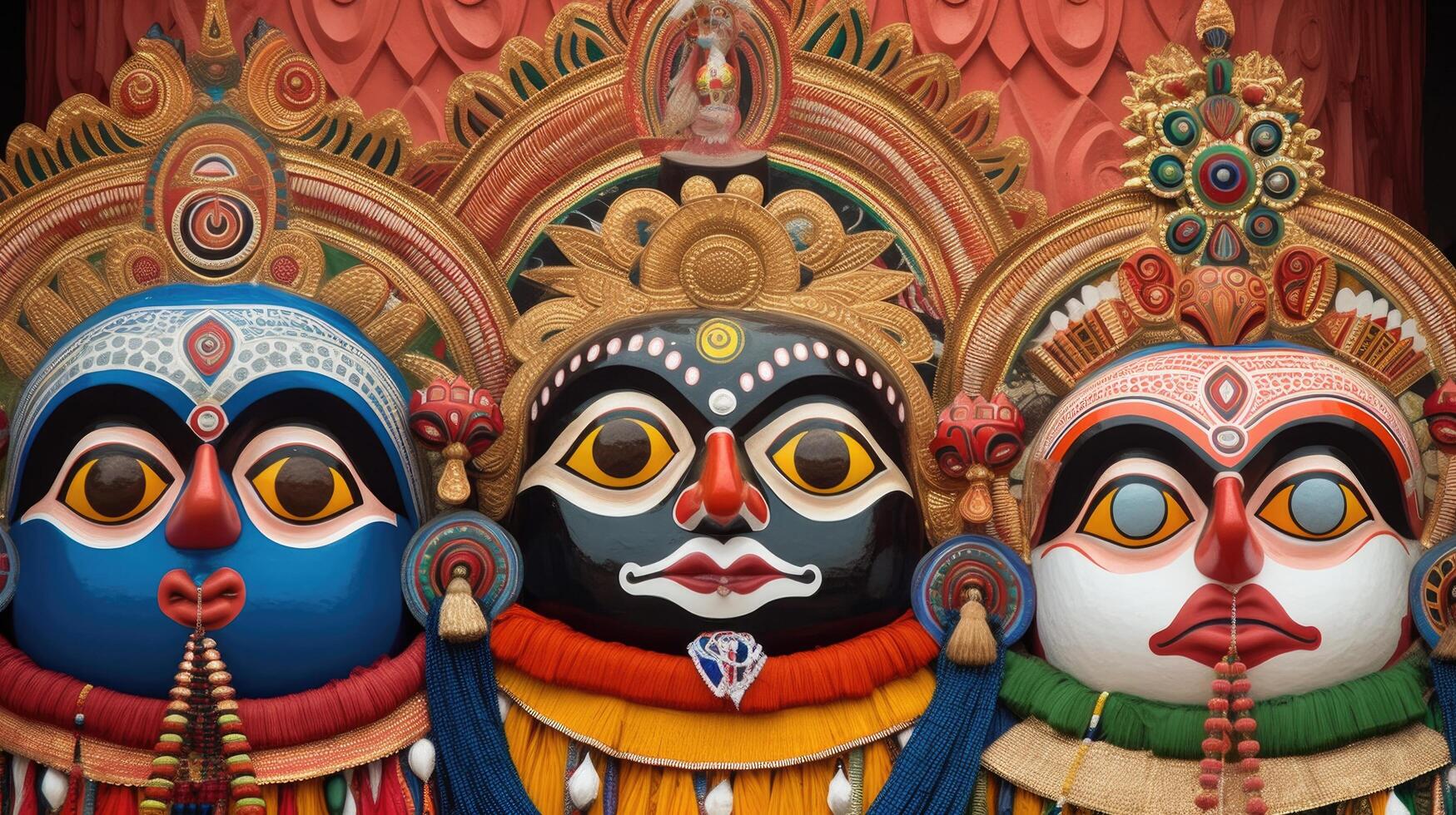 Lord Jagannath, Balabhadra and Subhadra on annual Rathayatra Illustration photo