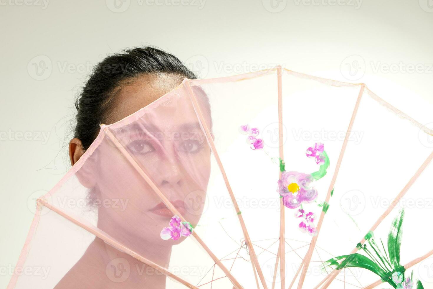 Woman Chinese Decorative Umbrella photo