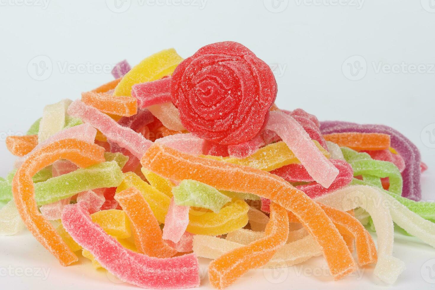 Rose Leaf shape Long Soft Colorful Chewy Sugary Sour Candy Gummy Sweet Assortment photo